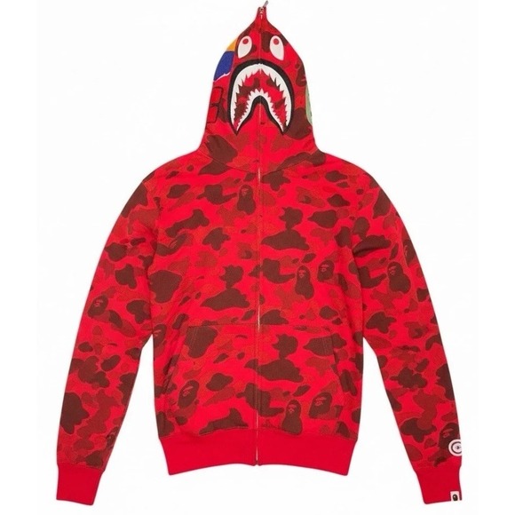 A Bathing APE Color Camo Shark WGM Hoodie Sweatshirt RedA Bathing Ape Size XL